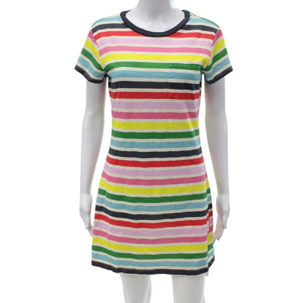 Pam & Gela Women T-Shirt Dress Multicolor Striped Short Sleeve Size S